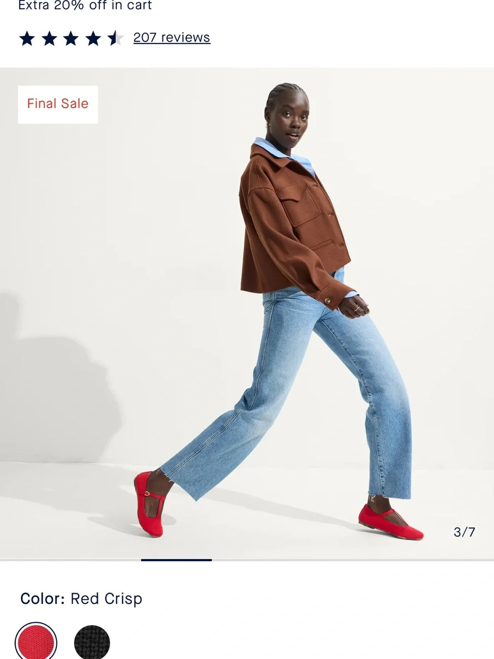 Rothy's Red T-Strap Knit Flats with Buckle - Picture 2 of 4